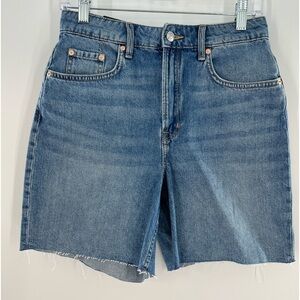 H & M DIVIDED BERMUDA HIGH WAIST JEAN SHORTS 6 NEW WITH TAGS